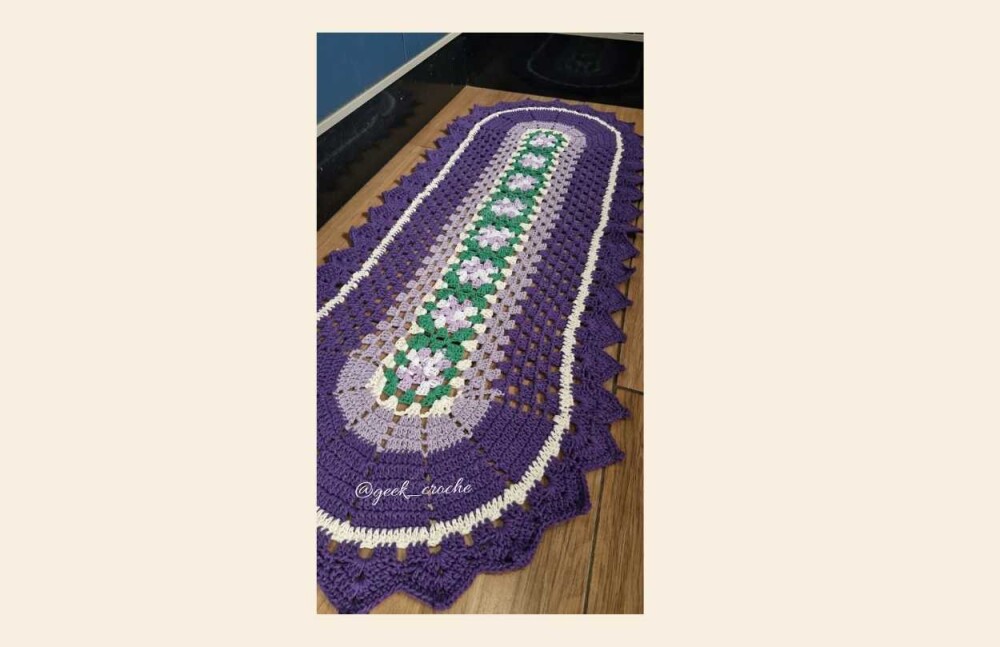 💜🌿 Tapete Oval Grande em Crochê Artesanal 💜🌿 + Frete