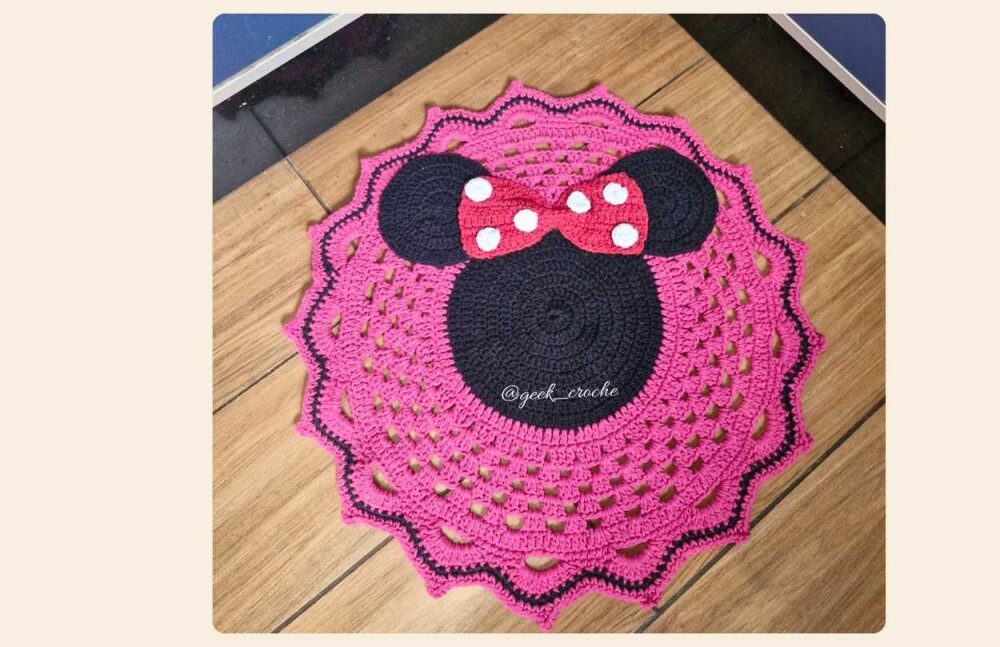 🎀 Tapete Mouse em Crochê Artesanal 🎀 + Frete