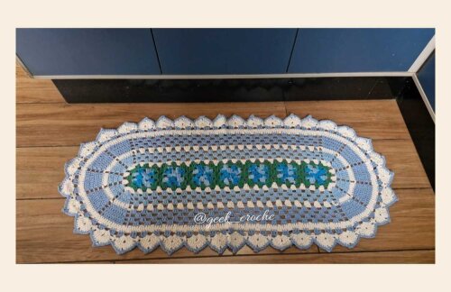 💙🌸 Tapete Oval Médio em Crochê Artesanal 💙🌸 + Frete