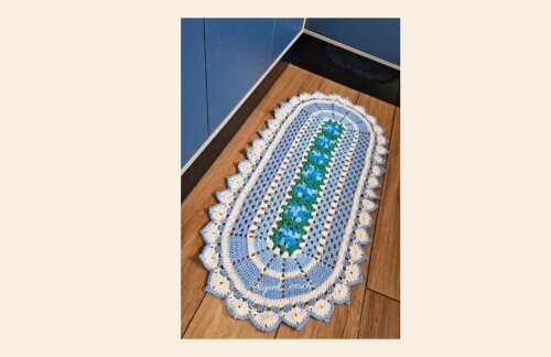 💙🌸 Tapete Oval Médio em Crochê Artesanal 💙🌸 + Frete