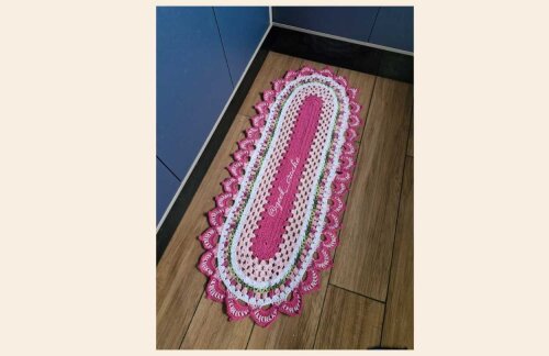 🌷💗 Tapete Passadeira Tulipinhas em Crochê Artesanal 🌷💗 + Frete