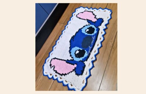 💙🛸 Tapete Monstrinho Azul em Crochê Artesanal 💙🛸 + Frete