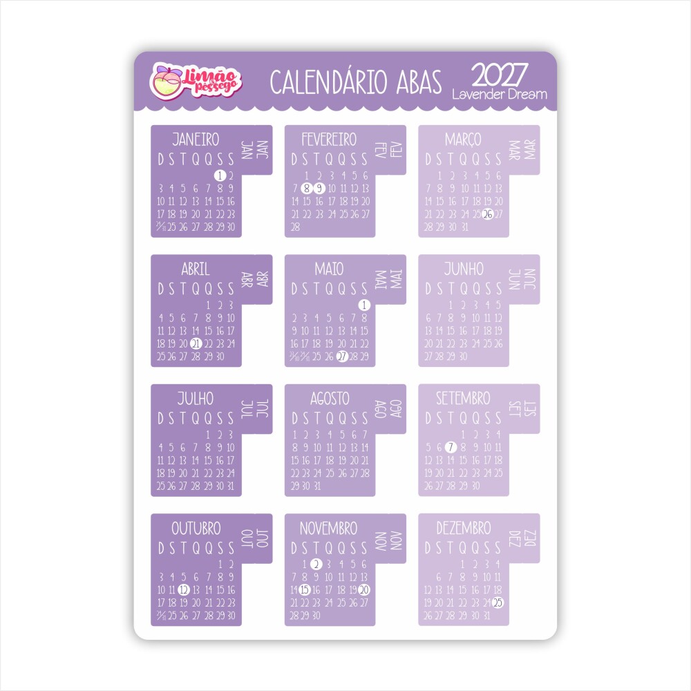Calendário Adesivo 2027 Abas Planner Agenda Vinil Premium à Pro