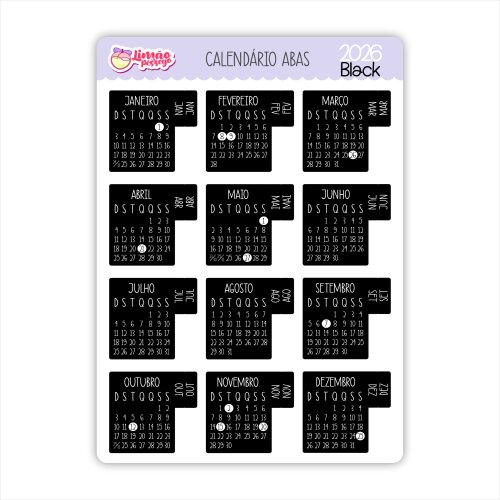Calendário Adesivo 2027 Abas Planner Agenda Vinil Premium à Pro