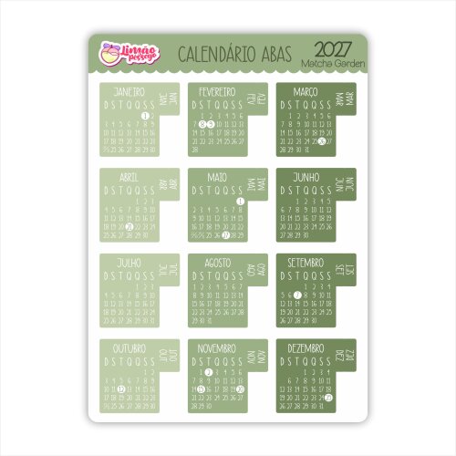 Calendário Adesivo 2027 Abas Planner Agenda Vinil Premium à Pro