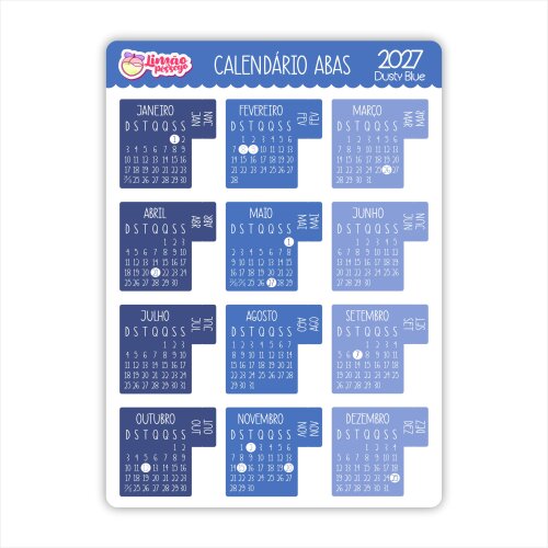 Calendário Adesivo 2027 Abas Planner Agenda Vinil Premium à Pro
