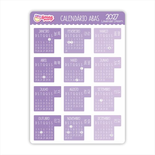 Calendário Adesivo 2027 Abas Planner Agenda Vinil Premium à Pro