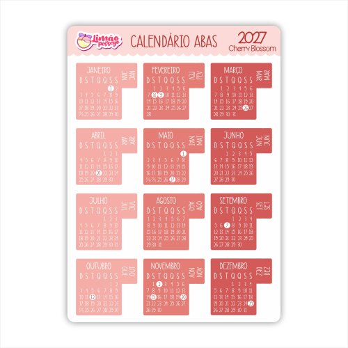 Calendário Adesivo 2027 Abas Planner Agenda Vinil Premium à Pro