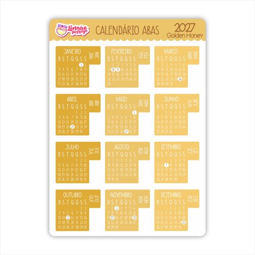 Calendário Adesivo 2027 Abas Planner Agenda Vinil Premium à Pro