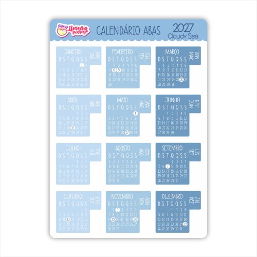 Calendário Adesivo 2027 Abas Planner Agenda Vinil Premium à Pro