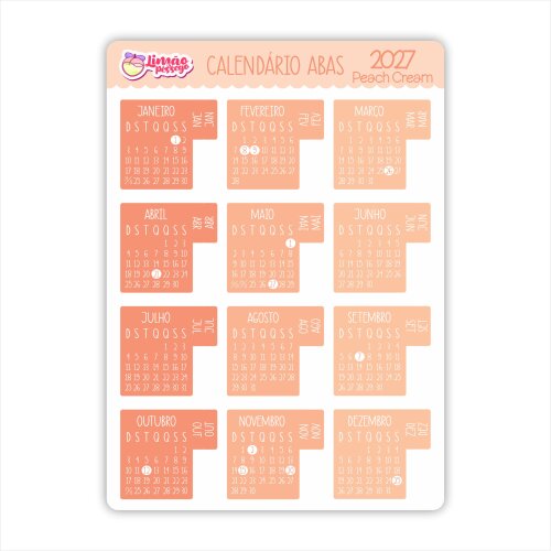 Calendário Adesivo 2027 Abas Planner Agenda Vinil Premium à Pro