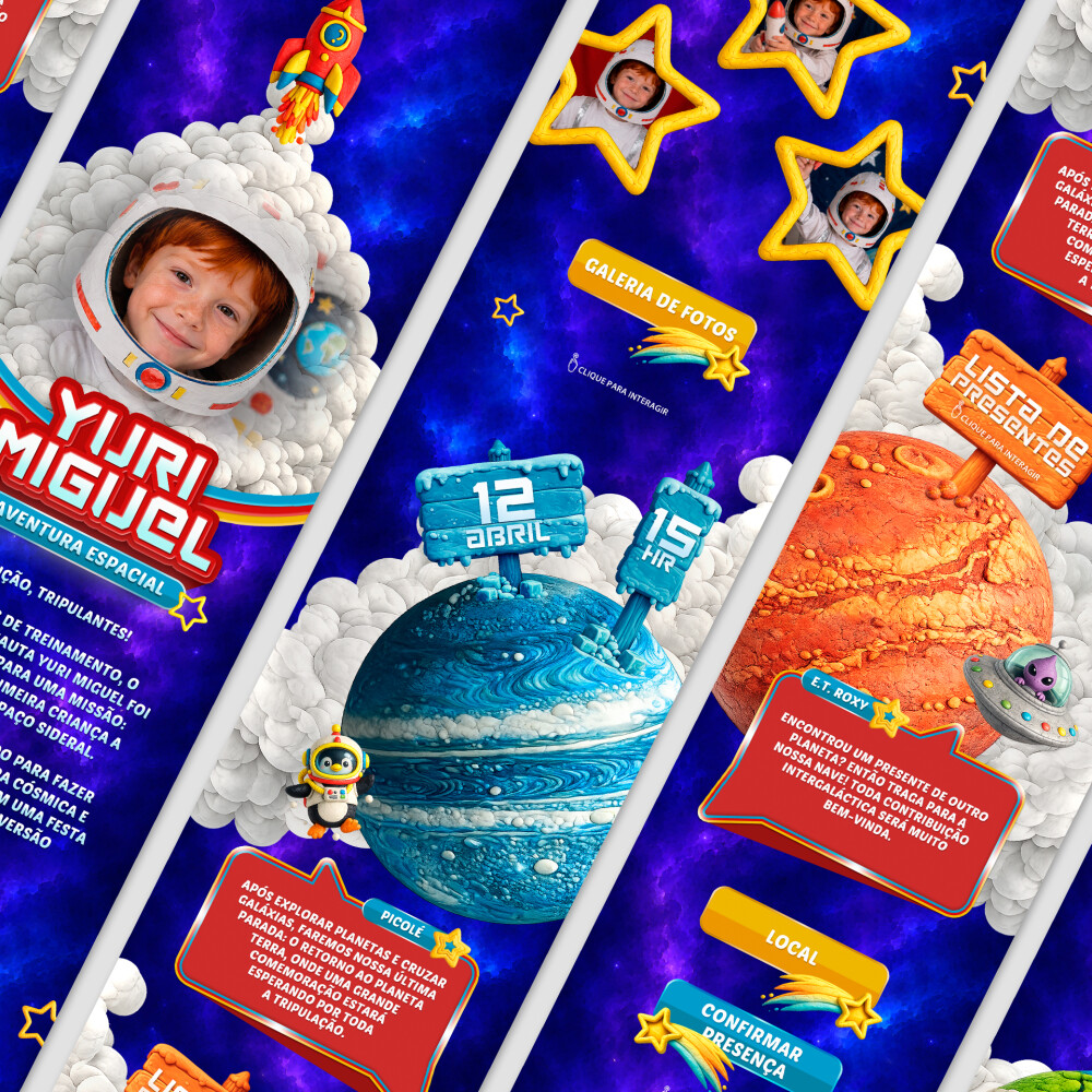 Convite Digital Infinito e Interativo Astronauta