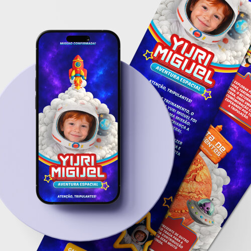 Convite Digital Infinito e Interativo Astronauta