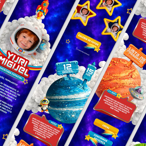 Convite Digital Infinito e Interativo Astronauta