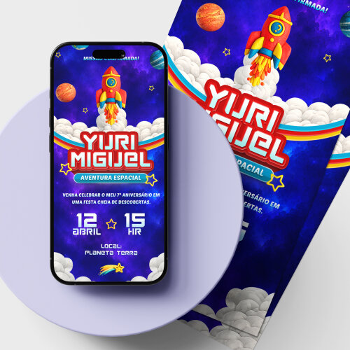 Convite Digital Estático Astronauta