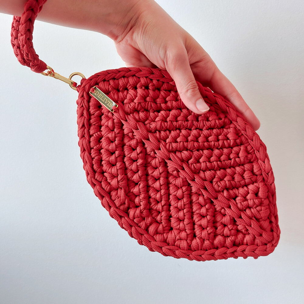 Bolsa de mão de crochê Folha