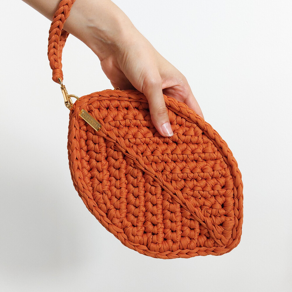 Bolsa de mão de crochê Folha