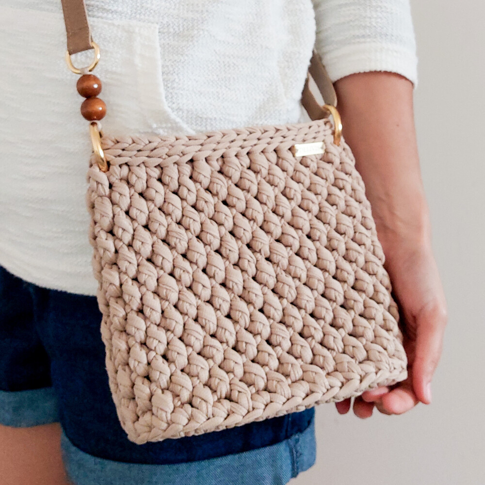 Bolsa de crochê bege