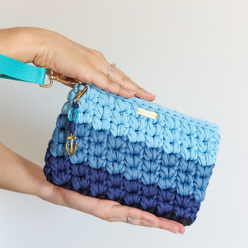 Bolsa de mão de crochê Oceano