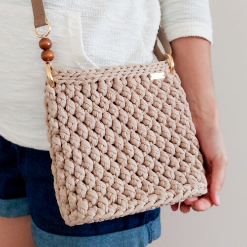 Bolsa de crochê bege