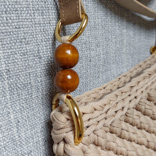 Bolsa de crochê bege