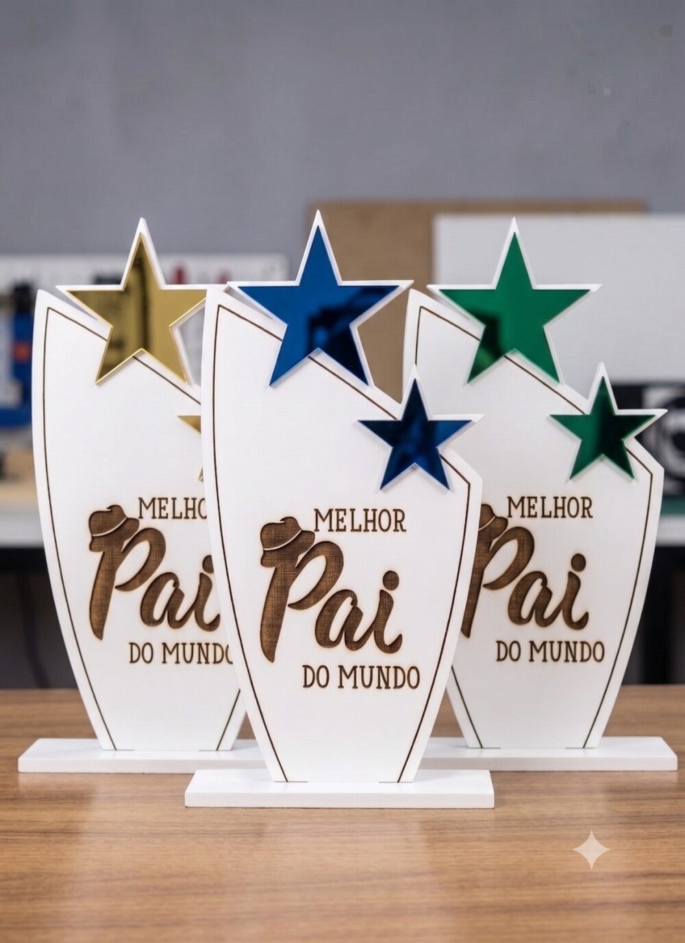 Troféu em MDF Melhor Pai do Mundo presente dia dos pais Person