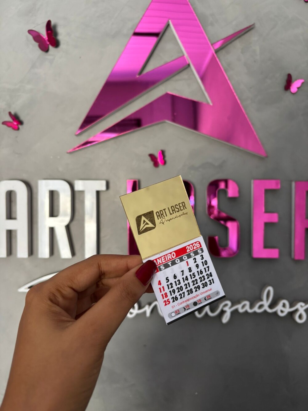 Mini Calendário Personalizado com Base em Acrílico - Brinde Pre