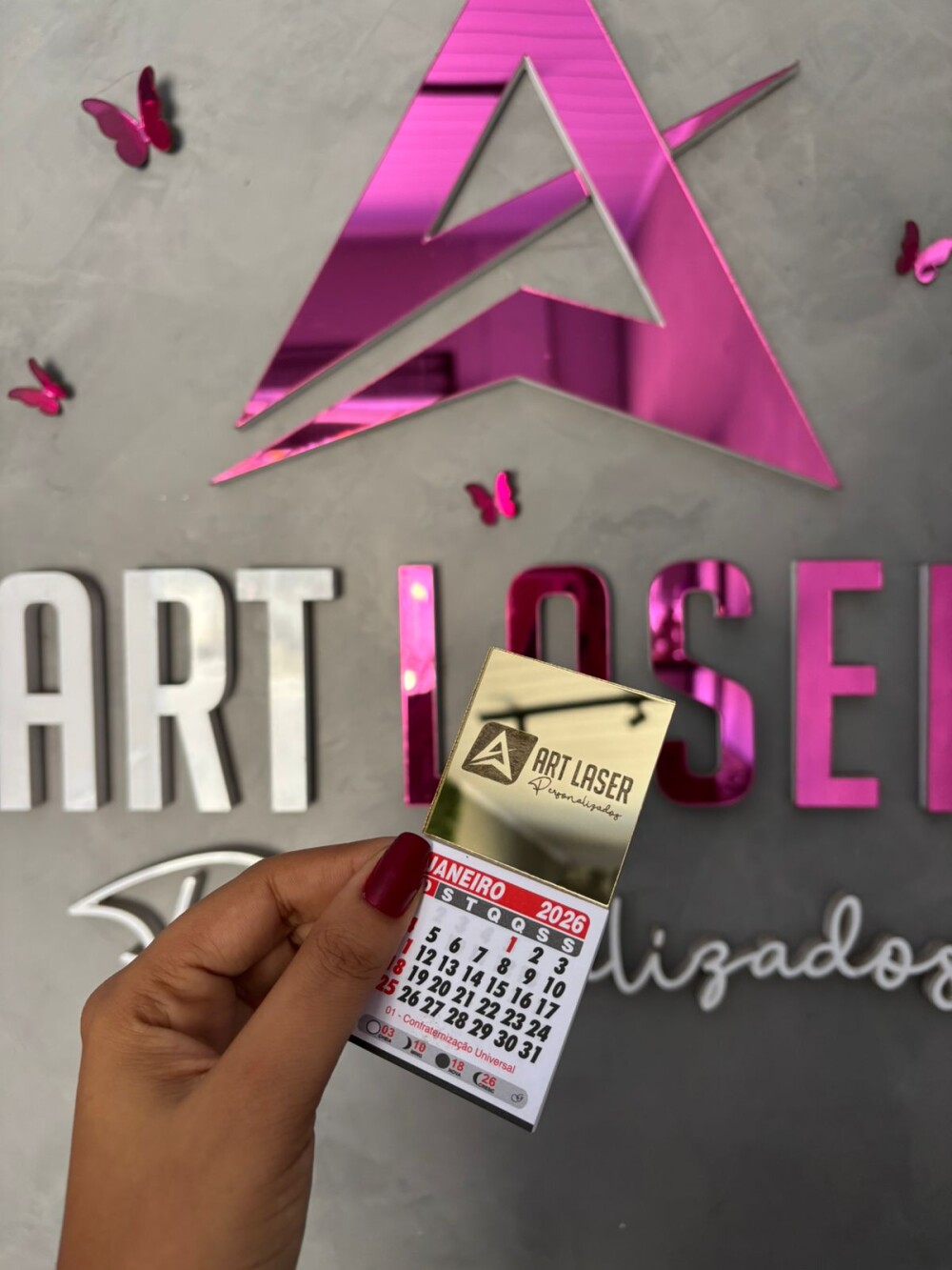 Mini Calendário Personalizado com Base em Acrílico - Brinde Pre