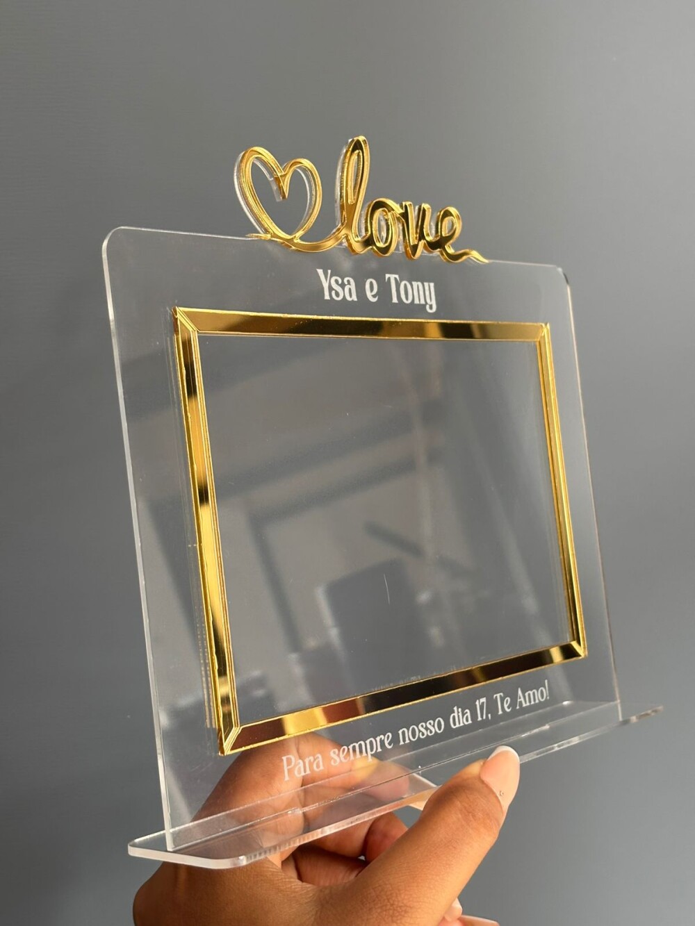 Porta-Retrato Personalizado Love - Edição Luxo Dourada