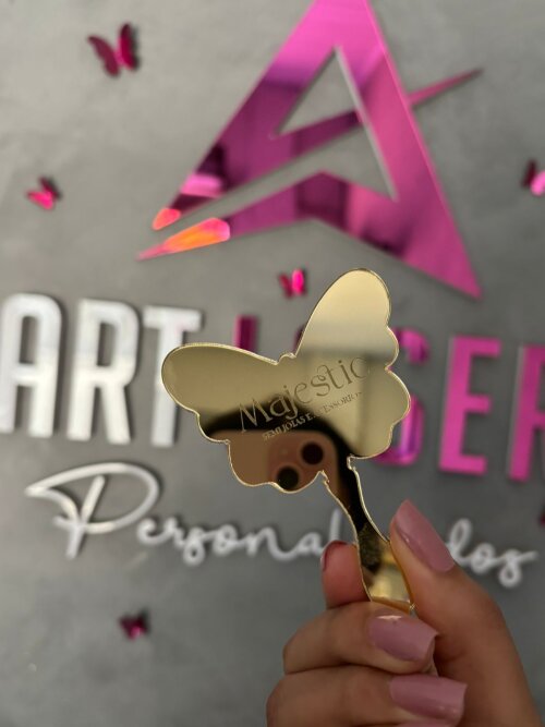Mini Espelho de Mão Borboleta Personalizado - Brinde Exclusivo para sua Marca e empresa