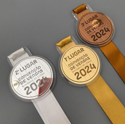 Kit Medalhas de Acrílico Espelhado Premium – Ouro, Prata e Bronze Personalizadas