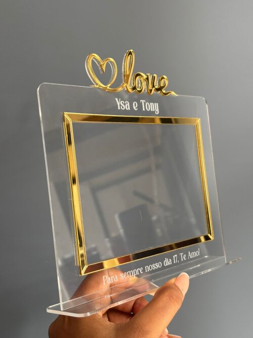 Porta-Retrato Personalizado Love - Edição Luxo Dourada