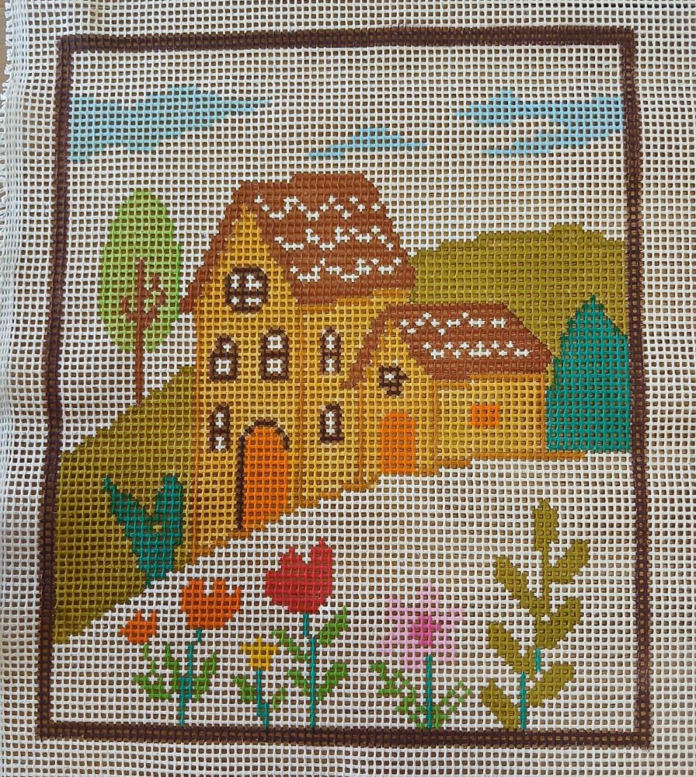 Tela pintada para bordar tapeçaria na Talagarça - Montanha