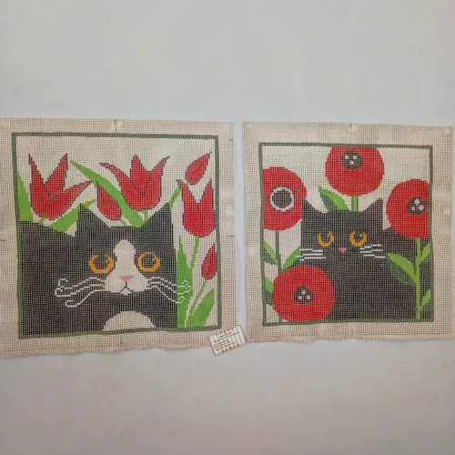 2 Telas para bordar tapeçaria na talagarça grossa -  Gatos