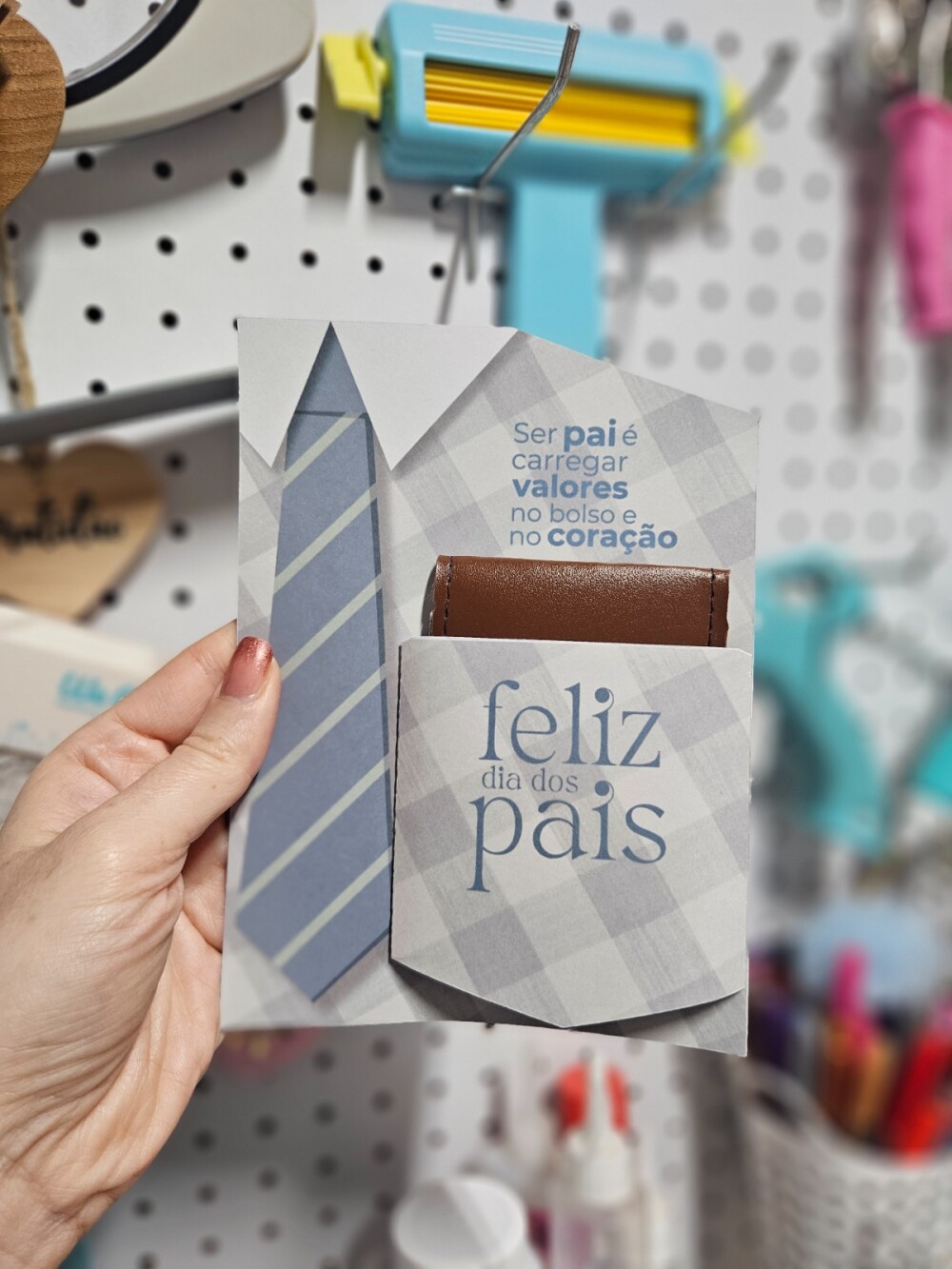 Brinde Lembrancinha Presente Dia dos Pais Cartão com Porta Carte