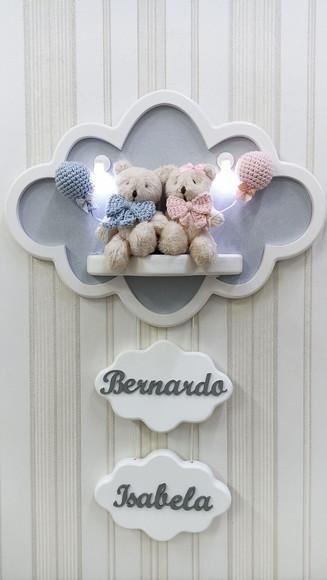 Enfeite de Porta Maternidade Gêmeos com Leds
