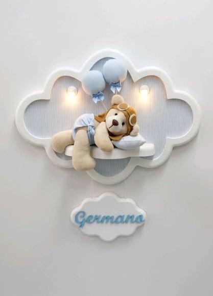Enfeite de Porta Maternidade Nuvem com Leds