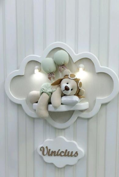 Enfeite de Porta Maternidade Nuvem com Leds