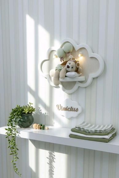 Enfeite de Porta Maternidade Nuvem com Leds