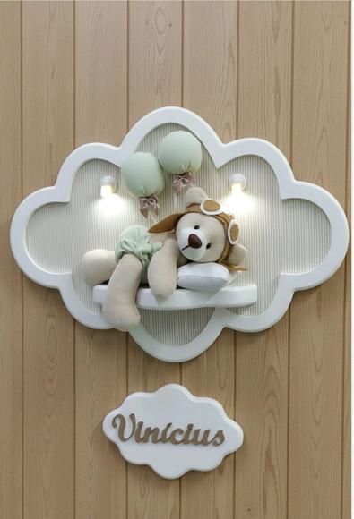 Enfeite de Porta Maternidade Nuvem com Leds