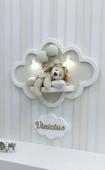 Enfeite de Porta Maternidade Nuvem com Leds
