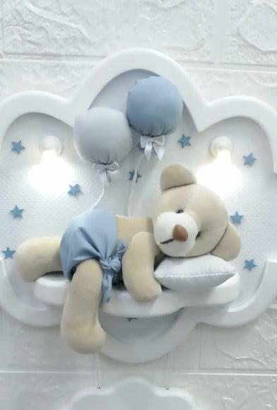 Enfeite de Porta Maternidade Nuvem com Leds