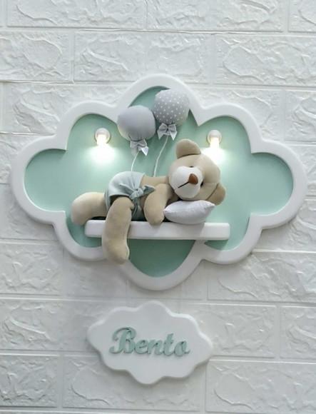 Enfeite de Porta Maternidade Nuvem com Leds