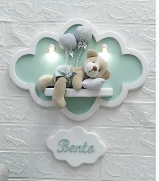 Enfeite de Porta Maternidade Nuvem com Leds