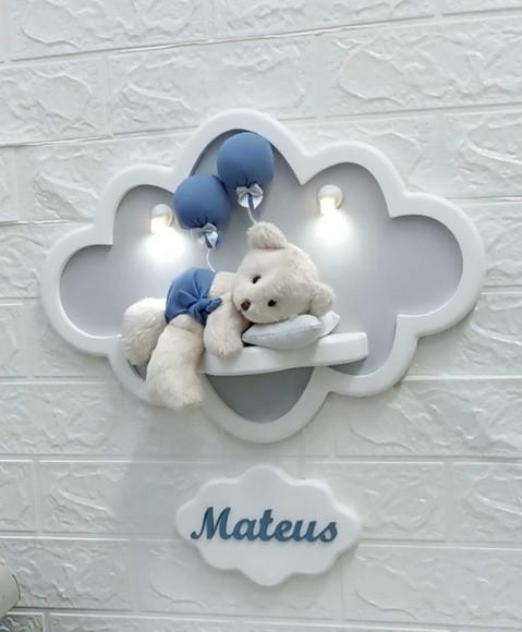 Enfeite de Porta Maternidade Nuvem com Leds