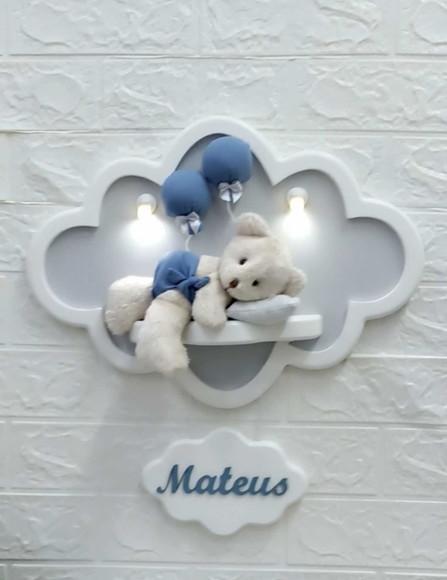 Enfeite de Porta Maternidade Nuvem com Leds