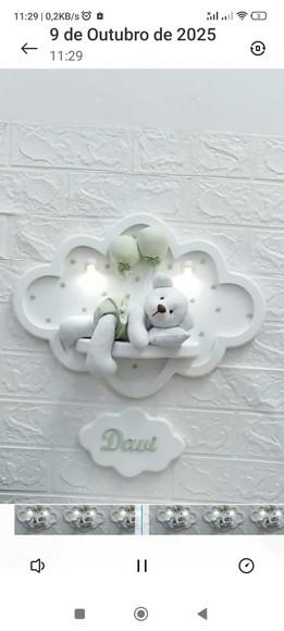 Enfeite de Porta Maternidade Nuvem com Leds