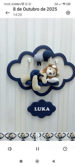 Enfeite de Porta Maternidade Nuvem com Leds
