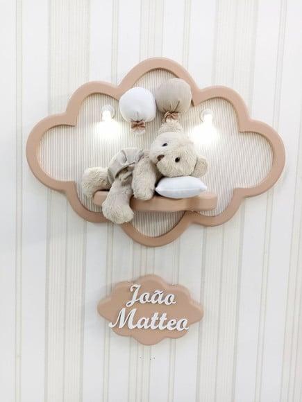 Enfeite de Porta Maternidade Nuvem com Leds