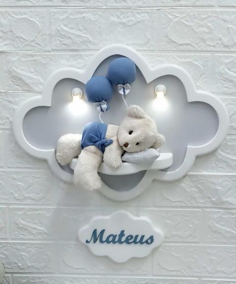 Enfeite de Porta Maternidade Nuvem com Leds